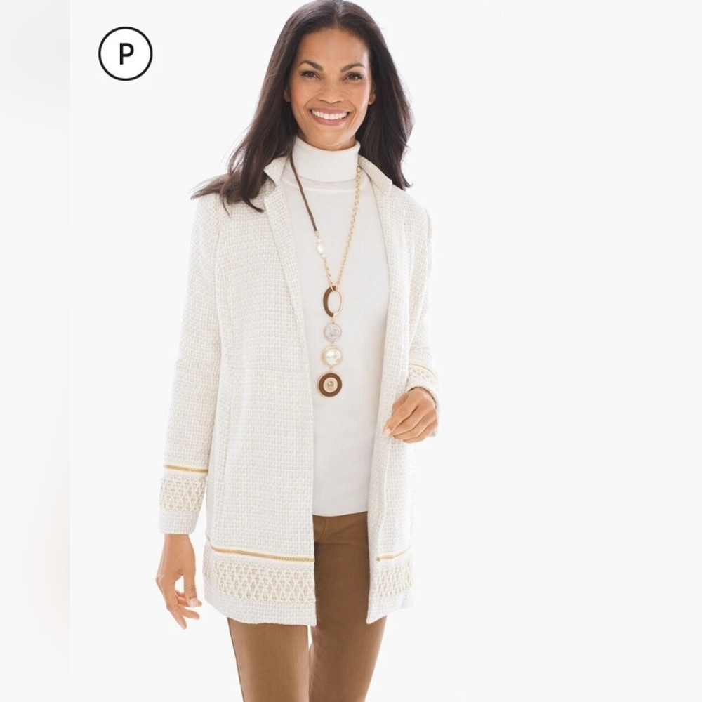 CHICO’S Women’s Long Sleeve Cotton Blend Blazer Coat Sz 2X